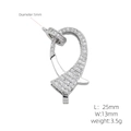 Macro detail of micro-pave zircon lobster clasp 25mm length for DIY jewelry - Oval Silver (#2)