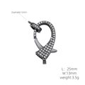 Macro detail of gunmetal black lobster clasp with micro-paved cubic zirconia crystals - Oval Gun Black (#3)