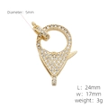 Gold 18k plated lobster clasp with micro-pave zircons for DIY jewelry making 24x17mm - Round Gold (#4)