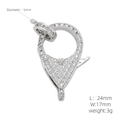 24x17mm micro-pave lobster clasp in 18k gold plated copper for DIY jewelry making - Round Silver (#5)