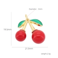 Detail showing red cherry pendant dimensions of 19.5mm height and 21.5mm width - Red Glossy Enamel Style (#2)