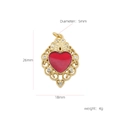 18k gold plated copper heart pendant with red stone and cubic zirconia 26x18mm - Hollow Pattern Style (#4)