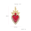 Gold plated 18k heart pendant with large red gemstone and white zircon crown detailing - Gemstone Crown Style (#5)