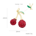 Macro shot of red rhinestone cherry pendant with metal base and size measurement details - Red Rhinestone Micro Pave Style (#5)