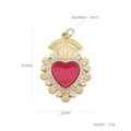 Macro detail of red heart pendant with white zircons and dimensions 31mm x 22mm - Radiant Sunburst Style (#6)