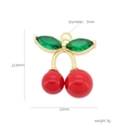 Detail showing red cherry pendant dimensions of 22.8mm height and 22mm width with 3g weight - Dark Green Faceted Leaf Red Ball Style (#4)