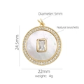Detail view of 18K gold heart pendant with natural mother of pearl and zircon stones - Round Clear Gemstone Shell Pendant (#5)