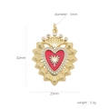 Macro shot of 18k gold plated copper heart pendant with red enamel and white zircons - Star Radiant Style (#8)