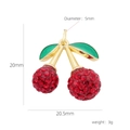 Sparkling red cherry charm pendant with green enamel leaves and gold base dimensions - Red Dense Gemstone Inlaid Style (#8)