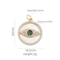 18K gold plated mother of pearl heart evil eye pendant for DIY necklaces and bracelets - Round Evil Eye Shell Pendant (#8)