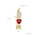 Macro detail of 18k gold plated palm heart pendant with red enamel and white zirconias - Palm Holding Heart Style (#11)
