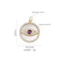 Macro detail of evil eye pendant with natural shell inlay and dimensions 18.5x20mm - Round Purple Evil Eye Shell Pendant (#9)