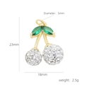 Detailed view of red cherry pendant dimensions showing 23mm height and 18mm width - Clear Rhinestone Green Faceted Gem Style (#12)