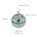 Detailed size specifications for the 18K gold evil eye pendant with green crystals - Round Turquoise Evil Eye Pendant (#12)