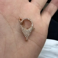 Rose gold lobster clasp with micro-paved zircons for jewelry making necklaces - Rose Gold Oval (#11)