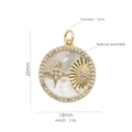 Macro detail of 18K gold plated heart pendant with mother of pearl and star inlay - Round Starburst Shell Pendant (#14)