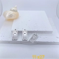 Golden eye geometric pendant necklace featuring radiant lines and colorful zircon stones - Rectangle Eye Pendant / Silver