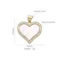 Detailed view of 19mm heart pendant with natural seashell and 18K gold plating - Heart Shape Shell Pendant (#17)