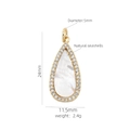 Detailed specs of 18K gold plated teardrop pendant with mother of pearl and zircons - Waterdrop Shape Shell Pendant (#18)