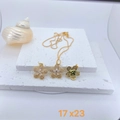 Close-up of 17x23mm gold flower pendants with colorful cubic zirconia pavé stones - Multicolor Rhinestone Flower Pendant / Gold