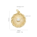 18K gold plated round sunburst pendant with white pearl inlay for DIY jewelry making - Radial Texture Artificial Pearl Pendant (#25)