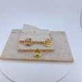 Three-piece set of gold-plated evil eye pendants with green crystals and small white diamonds - Green Center Stone Pendant Only (Without Chain)