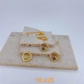 Elegant gold hollow pendant with rainbow crystals on natural beige travertine stone - Heart Shape Pendant Only (Without Chain) (#2)
