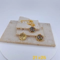 Detail of gold hollow hexagonal pendants set with multicolored cubic zirconia crystals - Hexagon Geometric Pendant Only (Without Chain) (#6)