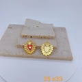 Vintage Gothic gold heart pendant with red enamel wing design on marble backdrop - Sacred Heart Sunburst Style (#1) / Pendant Only (Without Chain)