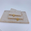 Detail of gold star pendants with micro-pave zircons on beige travertine stone blocks - Pave Star Style (#9 Pendant Only (Without Chain))