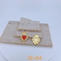 Gothic gold heart wings pendant with red enamel and crystals on stone background - Rhinestone Encrusted Heart Style (#2) / Pendant Only (Without Chain)