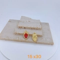 Detailed view of red heart angel wing charms with crystal inlay and crown top - Crown Sacred Heart Style (#6) / Pendant Only (Without Chain)