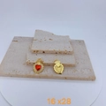 Macro detail of gothic heart and angel wing charms with red enamel and gold finish - Hollow Flame Sacred Heart Style (#8) / Pendant Only (Without Chain)