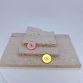 Anhänger böser Blick aus pinkfarbenem Emaille und vergoldetem Messing mit Zirkonia - Stil 2 (Anhänger Ohne Kette)