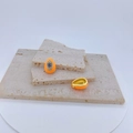 Orange evil eye teardrop necklace pendant with gold plating and blue crystals - Orange Waterdrop / Pendant Only (Without Chain)