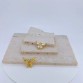 Gold-plated butterfly pendant with white shell inlay and zircon accents on stone - White Butterfly Style (#2)