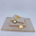 Golden geometric celestial necklace with sun and moon enamel pendant on travertine stone - Black - Pendant Only (Without Chain)