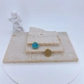 Détails des pendentifs visage souriant creux en or et émail bleu sur support pierre - Bleu Ciel (Pendant Only (Without Chain))