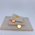 Gold plated geometric necklace with red enamel sun and eye pendant on stone stand - Red - Pendant Only (Without Chain)