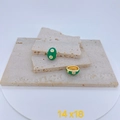 Macro view of green enamel evil eye pendant with gold plating on stone tiles - Green Rectangular / Pendant Only (Without Chain)