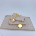 Detailed view of an 18K gold-plated necklace with a pink enamel eye-sun pendant - Pink - Pendant Only (Without Chain)