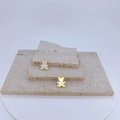 Minimalist gold plated bear pendant with white enamel and golden heart detail - White