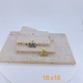 Detail view of 18x18mm elephant pendants with blue enamel evil eye and gold texture - Single Pendant / Evil Eye Gold Elephant Pendant (18x18mm)