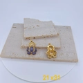 Pendentif ours plaqué or avec zircons multicolores vu de face et de l'arrière - Incrusté Jaune/Violet/Bleu (MLDZ-3-1) Pendentif Seul (Sans Chaîne)