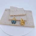 Pendentif ours plaqué or serti de zircons cubiques bleu ciel et blancs brillants - Incrusté Bleu Ciel (MLDZ-3-2) Pendentif Seul (Sans Chaîne)