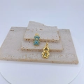 Gold plated bear necklace pendant with pavé sky blue zircons and heart center - Blue Bear Pendant Only (Without Chain)