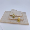 Gold-plated bear pendant with green zircons shown from both front and back views - Green Bear Pendant Only (Without Chain)