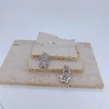 Macro view of teddy bear pendant with micro-pave cubic zirconia and heart-shaped center stone - Pink Rhinestone Bear Pendant Only (Without Chain)