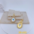 Gold-plated Evil Eye charm with mother of pearl inlay and sparkling zircon crystals - Oval Evil Eye Style
