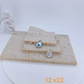 Juego de dos dijes Evil Eye 12x22mm con acabado plateado sobre fondo de piedra - Estilo Gota de Agua Plateada